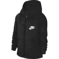 Dječja crna prošivena Nike jakna s praktičnom kapuljačom