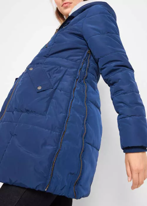 Plava prošivena zimska jakna za trudnice