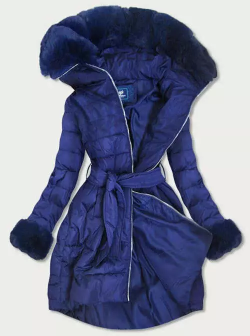 Prošivena ženska jakna atraktivnog kroja i plave boje