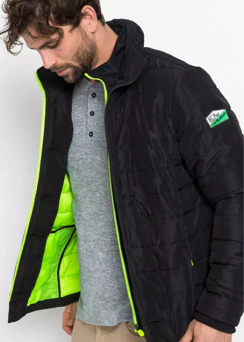 Crna jakna s kontrastnim zelenim