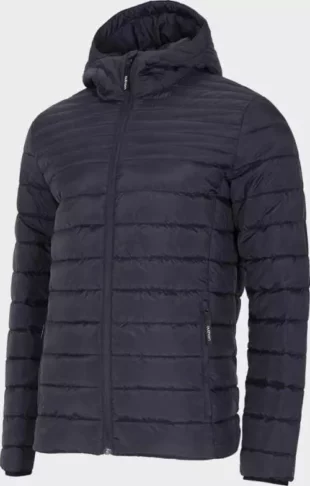 Muška crna sportska prošivena zimska jakna s praktičnom integriranom kapuljačom