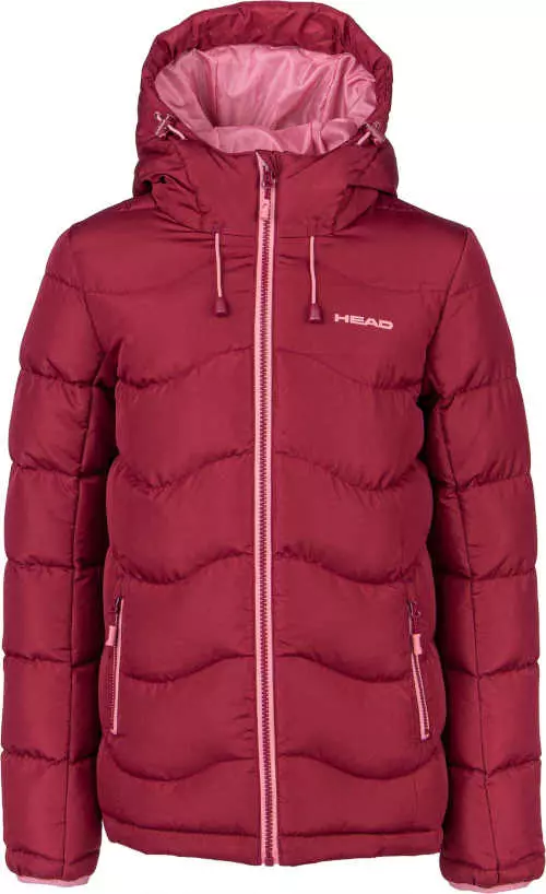 Crvena zimska prošivena jakna za djevojčice efektnog prošivenog dizajna