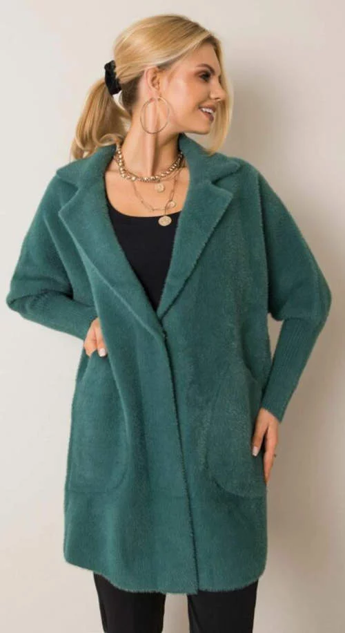 Tamno zeleni ženski kaput od alpake
