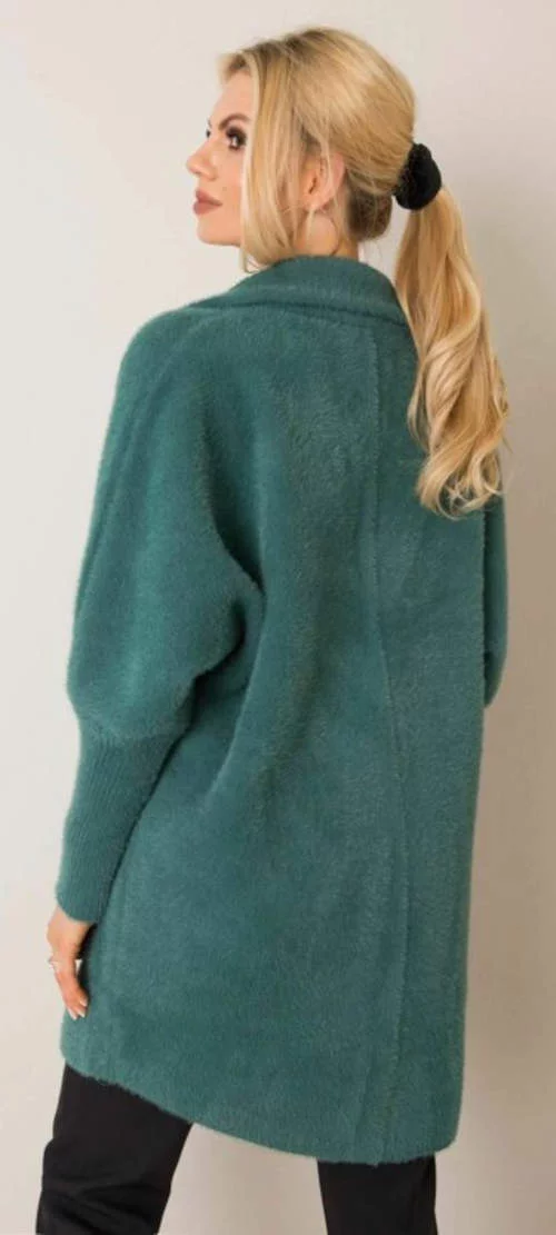 Zeleni vuneni ženski zimski kaput