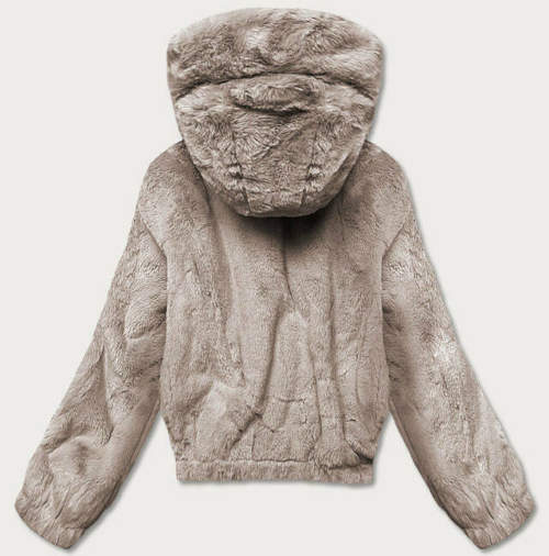 Čupava ženska zimska jakna do struka s velikom kapuljačom