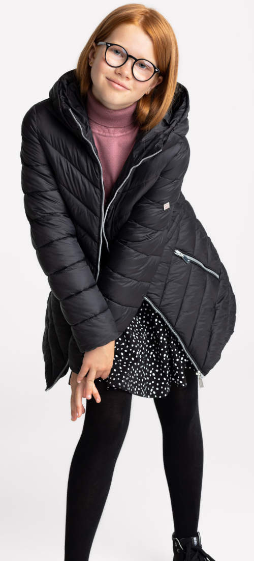 Crna prošivena zimska jakna za kćer
